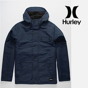 Hurley Slammer Full-Zip Hooded Winter Jacket Water Resistant Navy Blue Men's XXL